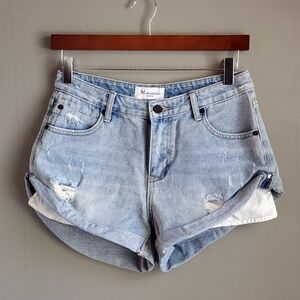 Free people style light washed festival denim mini shorts women 27"